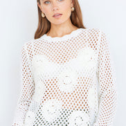 Yumi White Flower Crochet Jumper