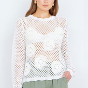 Yumi White Flower Crochet Jumper