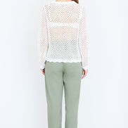 Yumi White Flower Crochet Jumper
