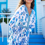 Yumi Blue Floral Tencel Beach Tunic