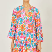 Yumi Multicolour Ikat Print Viscose Beach Tunic
