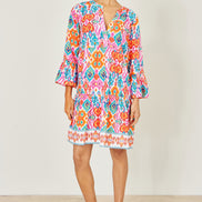 Yumi Multicolour Ikat Print Viscose Beach Tunic