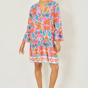Yumi Multicolour Ikat Print Viscose Beach Tunic