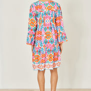Yumi Multicolour Ikat Print Viscose Beach Tunic