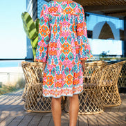 Yumi Multicolour Ikat Print Viscose Beach Tunic