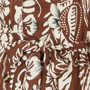 Yumi Brown Leaf Print Shirt Dress