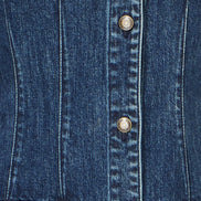 Yumi Blue Denim Stretch Shirt Dress with Pocket Details