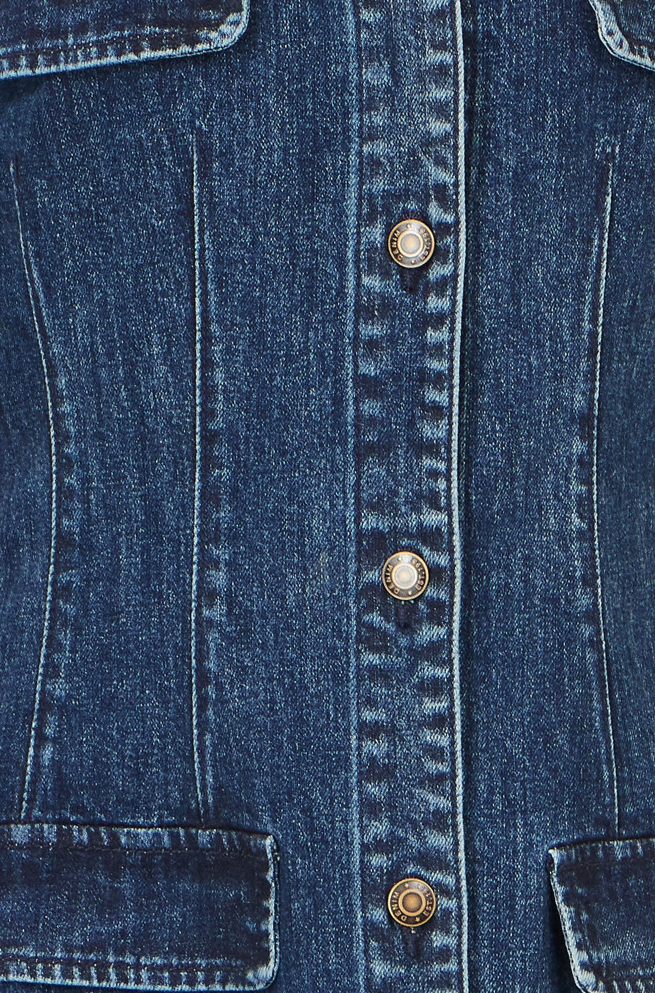 Yumi Blue Denim Stretch Shirt Dress with Pocket Details