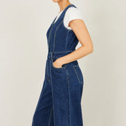 Yumi Blue Denim Stretch Fitted Jumpsuit