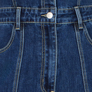 Yumi Blue Denim Stretch Fitted Jumpsuit