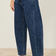 Yumi Blue Denim Barrel Relaxed Fit Jeans