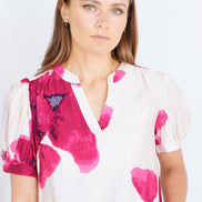 Yumi Pink Watercolour Viscose Floral Top