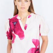 Yumi Pink Watercolour Viscose Floral Top