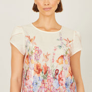Yumi Pink Floral Border Top