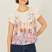 Yumi Pink Floral Border Top