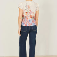 Yumi Pink Floral Border Top