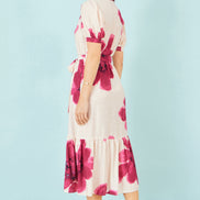 Yumi Pink Scattered Floral Shirt Dress