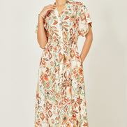 Yumi Ivory Viscose Relaxed Boho Print Maxi Shirt Dress