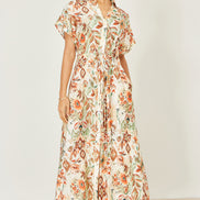 Yumi Ivory Viscose Relaxed Boho Print Maxi Shirt Dress