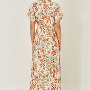 Yumi Ivory Viscose Relaxed Boho Print Maxi Shirt Dress