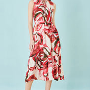 Yumi Pink Viscose Swirl Print Midi Dress