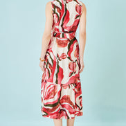 Yumi Pink Viscose Swirl Print Midi Dress