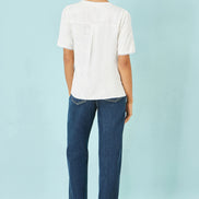 Yumi White Paisley Viscose Embroidered Shirt