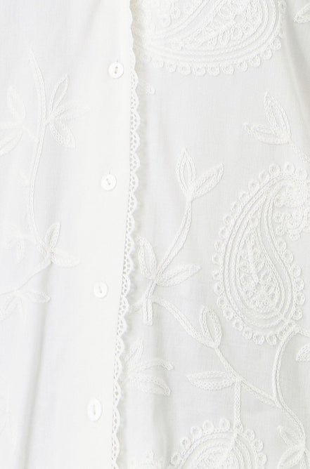 Yumi White Paisley Viscose Embroidered Shirt