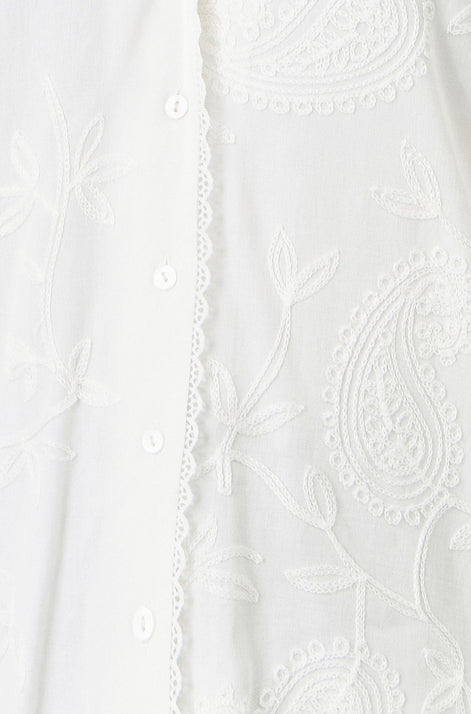 Yumi White Paisley Viscose Embroidered Shirt