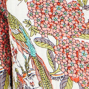 Yumi White Peacock Print Reversible Cotton Quilted Jacket