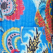 Yumi Blue Boho Print Cotton Reversible Quilted Jacket