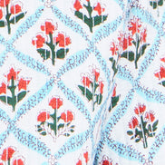Yumi Blue Boho Print Cotton Reversible Quilted Jacket