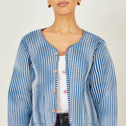 Yumi Red Boho Print Cotton Reversible Quilted Jacket