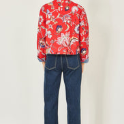 Yumi Red Boho Print Cotton Reversible Quilted Jacket