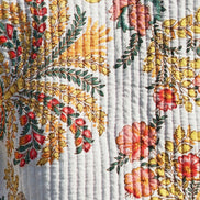 Yumi White Boho Print Cotton Reversible Quilted Jacket