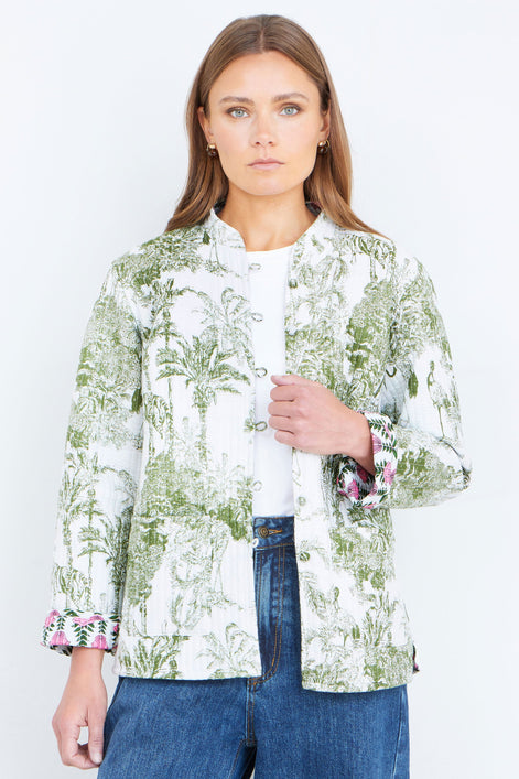 Yumi Green Reversible Cotton Quilted Jacket