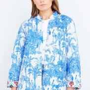 Yumi Blue Palm Reversible Cotton Quilted Jacket