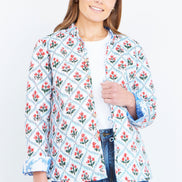 Yumi Blue Palm Reversible Cotton Quilted Jacket