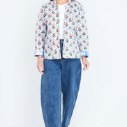 Yumi Blue Palm Reversible Cotton Quilted Jacket
