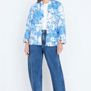 Yumi Blue Palm Reversible Cotton Quilted Jacket