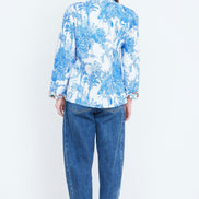 Yumi Blue Palm Reversible Cotton Quilted Jacket