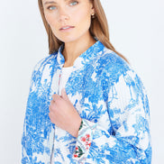 Yumi Blue Palm Reversible Cotton Quilted Jacket