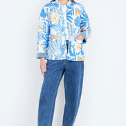 Yumi Blue Jungle Reversible Cotton Quilted Jacket