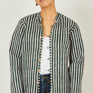 Yumi Green Fox Print Reversible Cotton Quilted Jacket