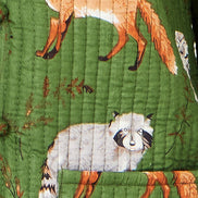 Yumi Green Fox Print Reversible Cotton Quilted Jacket