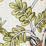 Yumi White Botanical Print Reversible Cotton Quilted Jacket