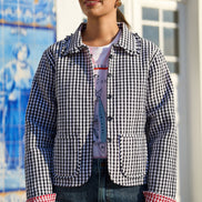 Yumi Black Gingham Frill Collar Jacket
