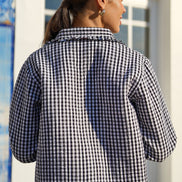 Yumi Black Gingham Frill Collar Jacket