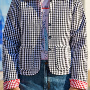 Yumi Black Gingham Frill Collar Jacket