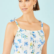 Yumi White Butterfly Print Lace Trim Maxi Dress